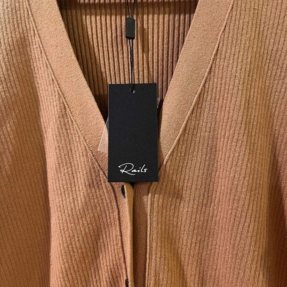 NWT Rails Beau Cardigan XL Camel Tan Silk Blend Quiet Luxury Old Money Preppy - Picture 6 of 12